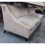 SOFA, with woven cream upholstery, 222cm L x 86cm H.