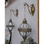 WALL HANGING CANDLE LANTERNS, a pair, French style.