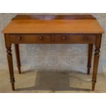 WRITING TABLE, Victorian mid 19th century mahogany with two drawers, 80cm H x 105cm x 47cm.