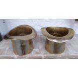 TOP HAT CHAMPAGNE BUCKETS, a pair, gilt finish, 18cm H x 25cm diam.