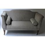 SOFA, early 19th century, mahogany framed, upholstered in grey velvet,