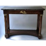 CONSOLE TABLE, early 19th century, French Empire flame mahogany and gilt metal mounted,