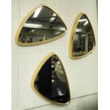 WALL MIRRORS, a set of three, 1970's Italian style.