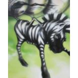 STONE (Urban artist) 'Green Airbone Stripey Donkey', 2009, spraypoint on canvas,