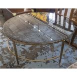 LOW TABLE, circular brass and smoked glass, 92cm x 44cm H.