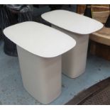 WEST ELM SUPERELLIPSE SIDE TABLES, a pair, 61cm W x 36cm D x 58cm H.