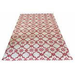 CONTEMPORARY SILK AND WOOL CARPET, 300cm x 200cm, Moroccan lattice design.