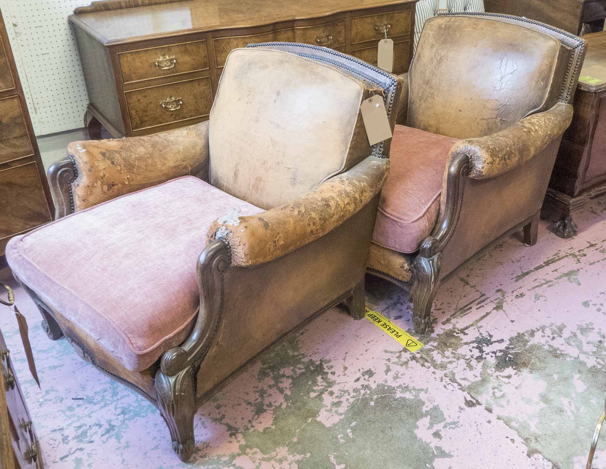 CLUB ARMCHAIRS, a pair,