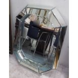 WALL MIRROR, Art Deco style of octagonal form, 78cm H x 63cm.