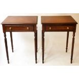 SIDE TABLES, a pair, Regency style burr walnut and crossbanded,