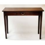 HALL TABLE, George III figured mahogany, rectangular with short frieze glove drawer,