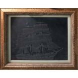 MARITIME SCHOOL 'Neotsfield' and 'Carl Vinnen', ship portraits on etched glass, 30cm x 37cm, framed.