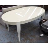 BO CONCEPT OVAL DINING TABLE, cream gloss finish, extendable with one leaf 100cm x 170cm unextended.