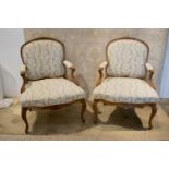 FAUTEUILS, a pair,