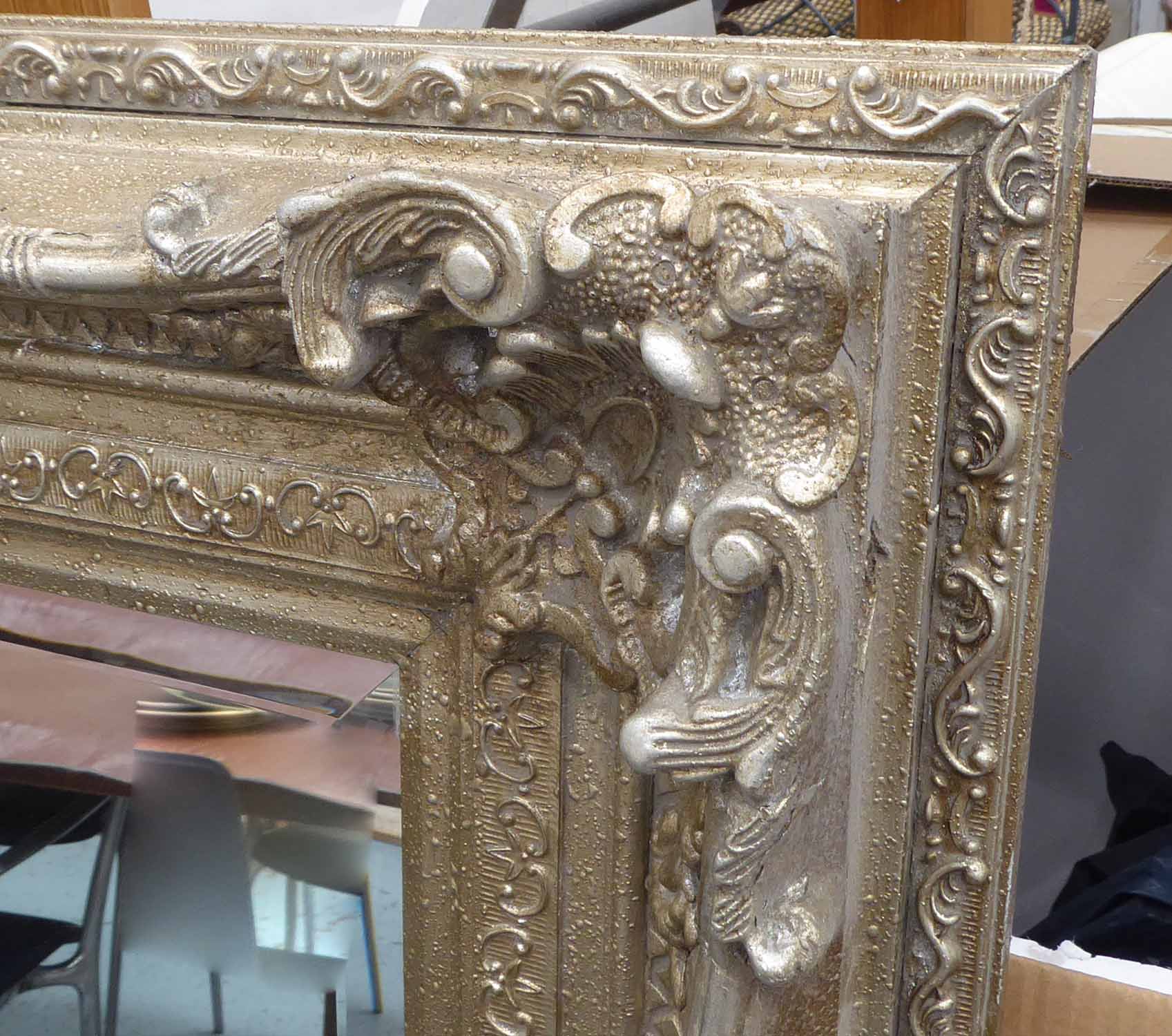 MIRROR, Continental style, silvered finish, 130cm H x 99cm W. - Image 2 of 2