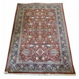 PURE SILK KASHAN DESIGN RUG, 185cm x 125cm, all over design.