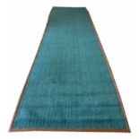 TIM PAGE BRAIDED JUTE CORRIDOR CARPET, with leather edge, 585cm x 160cm.