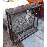 WINE RACK CONSOLE TABLE, with brass detail, 79cm x 26cm x 79cm H.