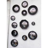 CONVEX WALL MIRRORS, a collection of twelve, Regency style, 27cm diam at largest.