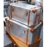 AVIATOR TRUNKS, a graduated set of three, aviator style design, 82cm W at largest.