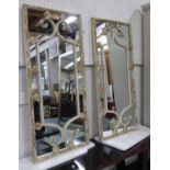 GARDEN WALL MIRRORS, a pair, French style trellis design.