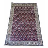 FINE PURE SILK HEREKE DESIGN RUG, 185cm x 121cm, all over boteh design.