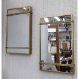 WALL MIRRORS, a pair, 1960's French style, 51cm x 81cm.