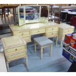 BEDROOM VANITY SET, includes dressing table, painted 136cm W x 45cm D x 123cm H,