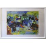 RICHARD TUFF (English b. 1965) 'Harbour', lithograph in colours, 45cm x 65cm, framed.