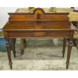 SIDE TABLE, Victorian mahogany, circa 1870 with cartouche centred back above an end drawer,