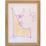 JEAN COCTEAU 'Faun on Japon Japer', signed in the plate, 72cm x 53cm, framed.