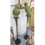 TROPICAL BIRDS, a pair, stylised polychrome finish, 120cm H.