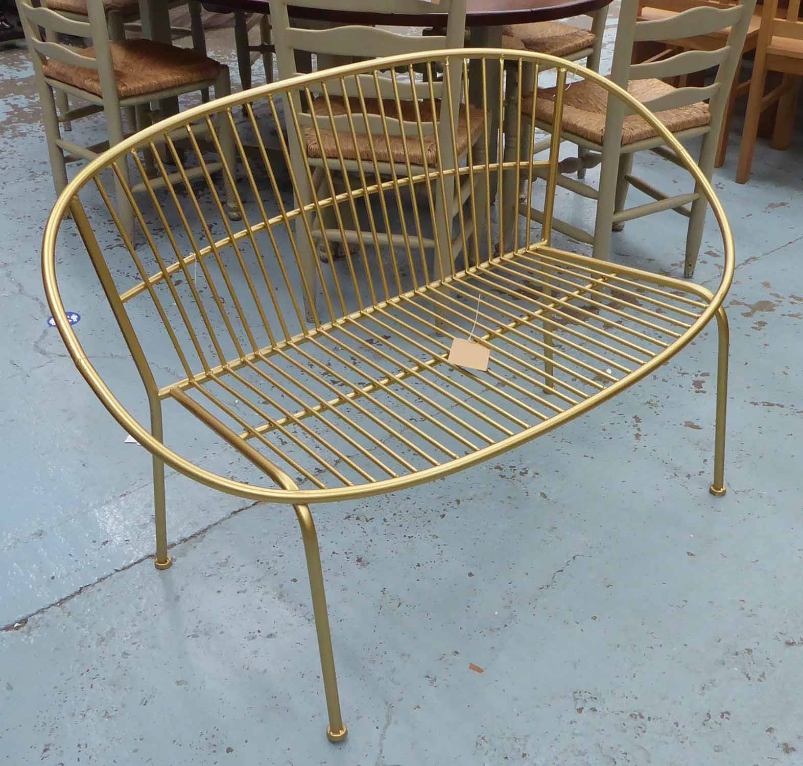 BENCH, Hollywood Regency style, gilt finish, 130cm W.