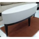 STOOL, contemporary oval design, with buttoned detail, 48cm x 121cm.