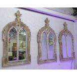 WALL MIRRORS, a set of three, French style, aged finish frames, 118cm x 61cm.