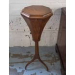 WORK TABLE, George III satinwood of faceted octagonal trumpet form,