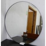 WALL MIRROR, contemporary circular design, black frame, 100cm diam.