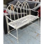 GARDEN BENCH, French style, white painted metal, 104cm W.