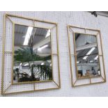 WALL MIRRORS, a pair, 1960's French style, 80cm x 62cm.