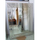 WALL MIRROR, stepped frame with silvered accents, 117cm x 81.5cm.