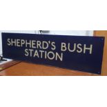 SHEPHERDS BUSH STATION SIGN, 20th century perspex, 149cm x 42cm H.