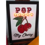 POP MY CHERRY, by Bee Rich, bespoke light up wall art, 110cm x 80cm.