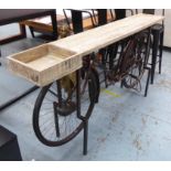 BICYCLE WINE BAR, made from repourposed vintage bike, 187cm x 36cm x 94cm approx.