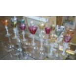 BACCARAT LIQUEUR GLASSES, eight large 15cm H x 7cm and eight small 15cm H x 5cm,