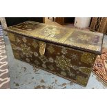 ZANZIBAR CHEST, 19th century teak with a rising lid,