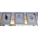MARC BOHAN (1926) COLLECTION OF FIVE FASHION SKETCHES, 56cm x 45cm, framed and glazed.