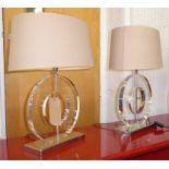 PORTA ROMANA ROUND POLO TABLE LAMPS, a pair, with shades, 60cm H.