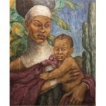 GRACE ENGLISH (1891-1956) 'Mother and Child', oil on canvas, signed, dated verso, 61cm x 51cm,