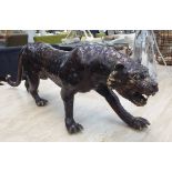 PROWLING LEOPARD, contemporary school bronze, 23cm H.