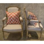 FAUTEUILS, a pair,